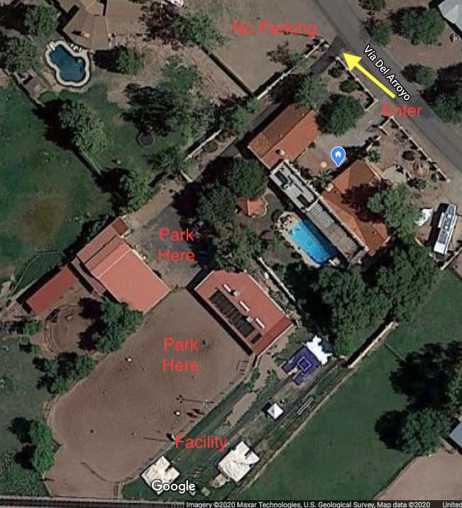 Map showing where to go and park at Arizona Pole Vault Academy